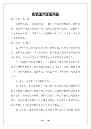 部长工作参考计划八篇