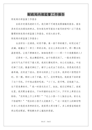 财政局内部监督工作报告