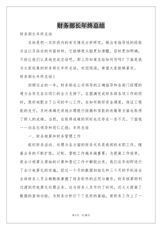 财务部长年终参考总结
