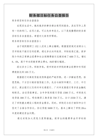 财务部目标任务自查报告