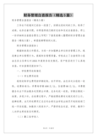 财务管理自查报告（精选5篇）