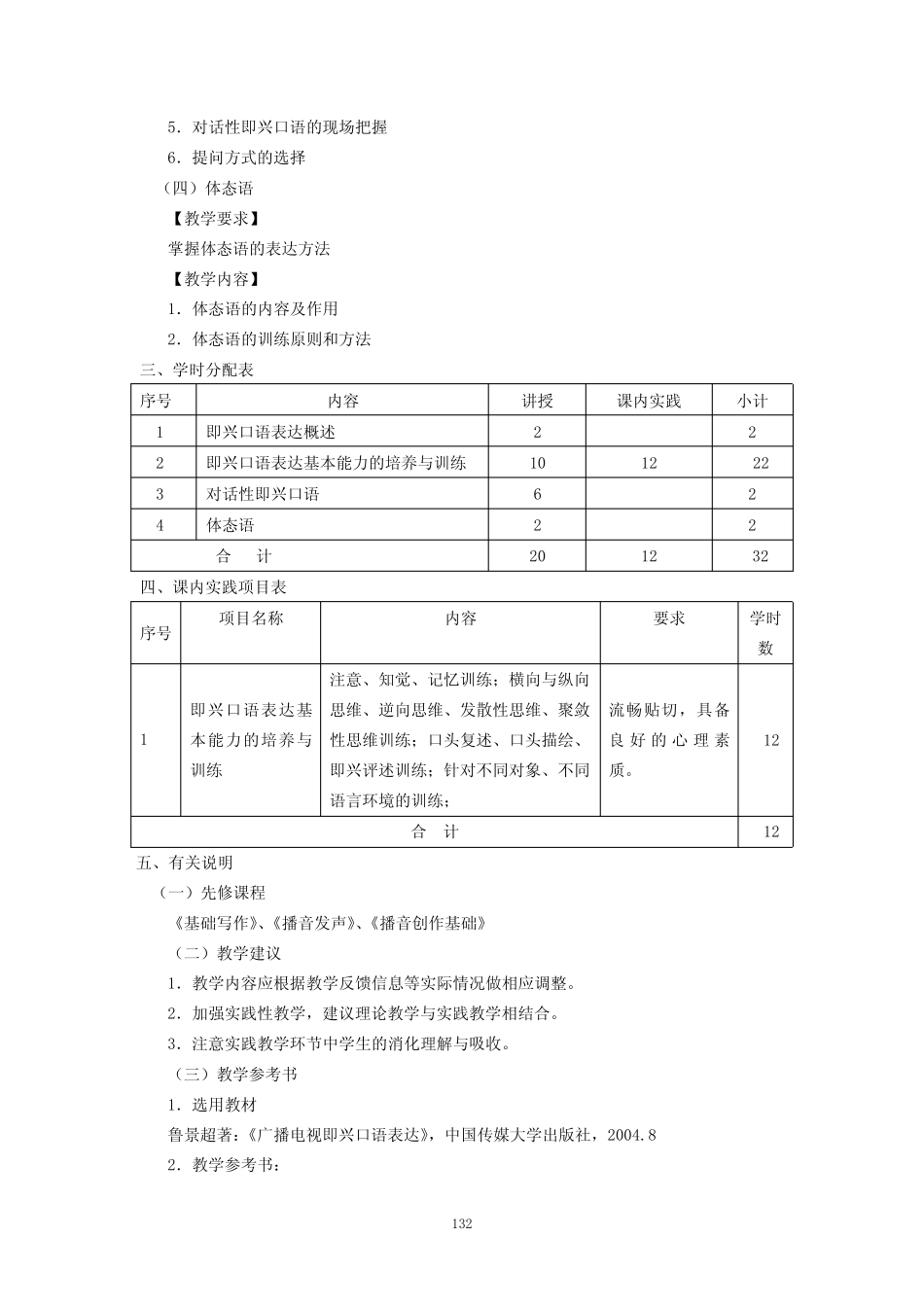 《广播电视口语表达》课程教学大纲 _第2页