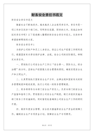 财务安全责任书范本