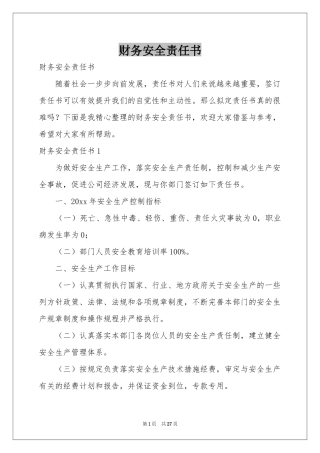 财务安全责任书