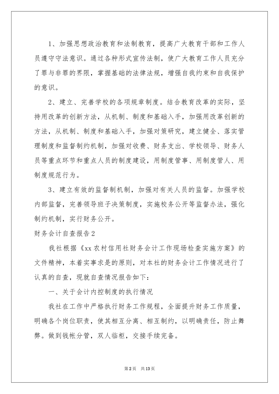 财务会计自查报告_第2页