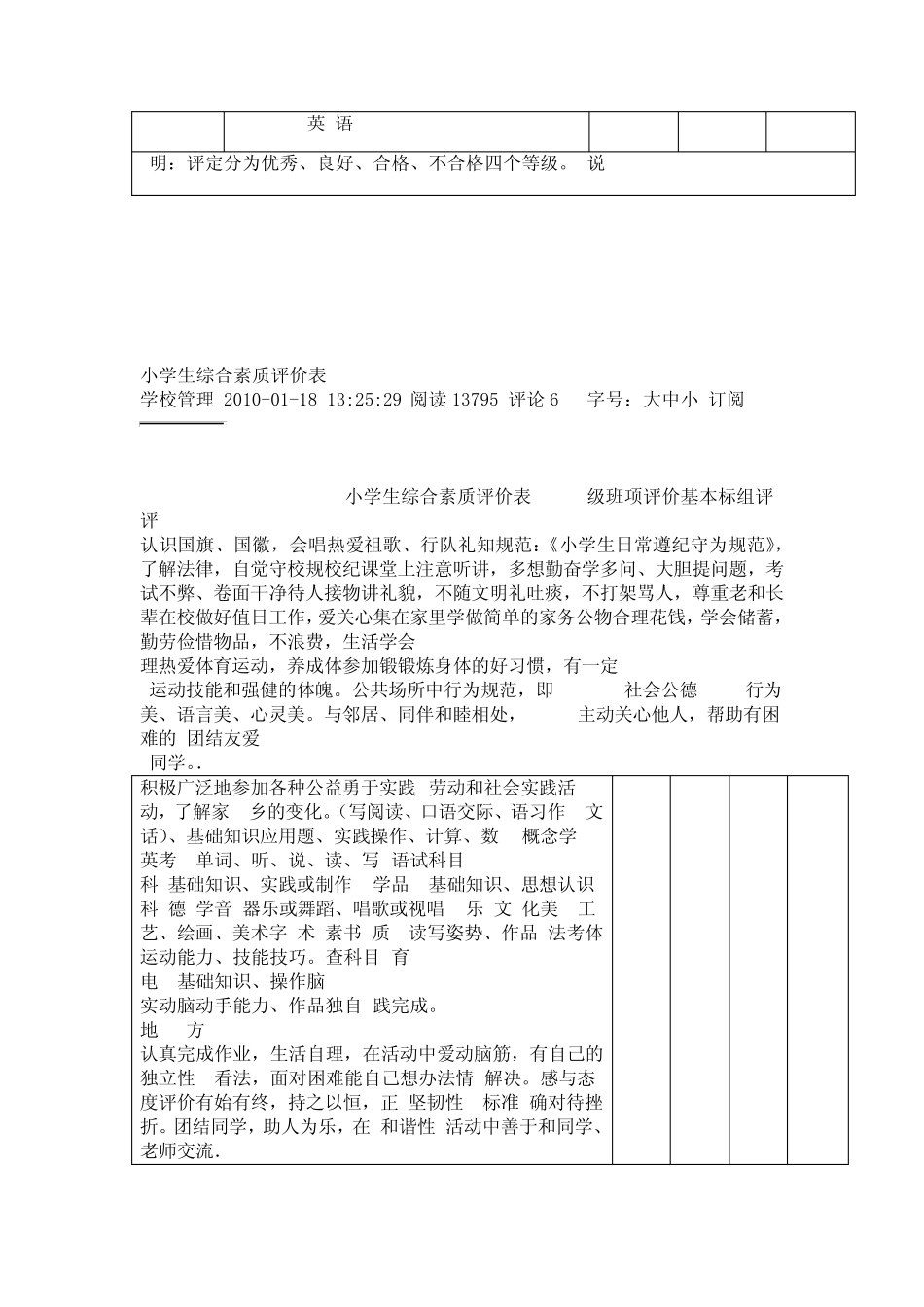完整小学生综合素质评价表 _第2页
