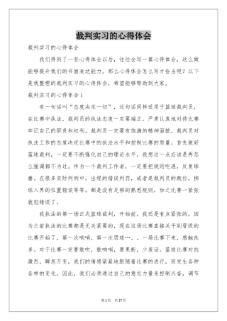 裁判实习的体会心得