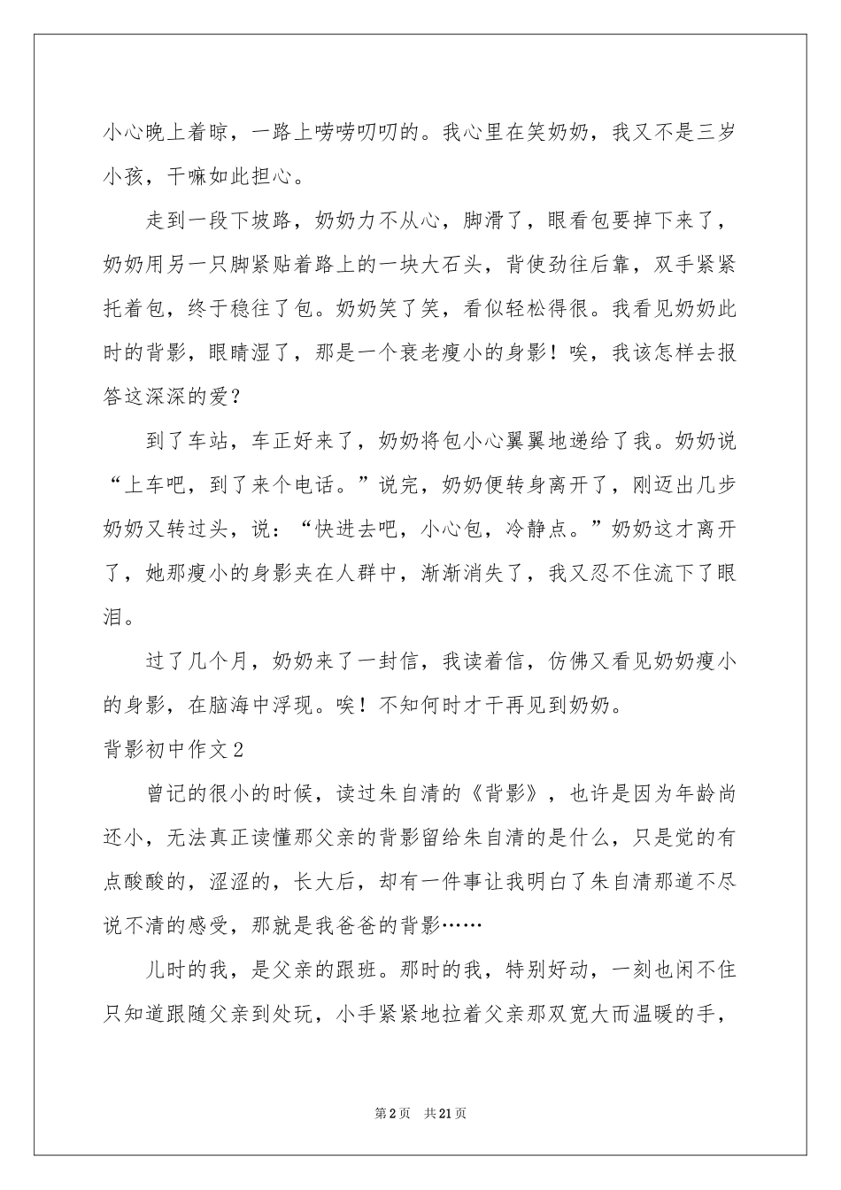 背影初中作文15篇_第2页