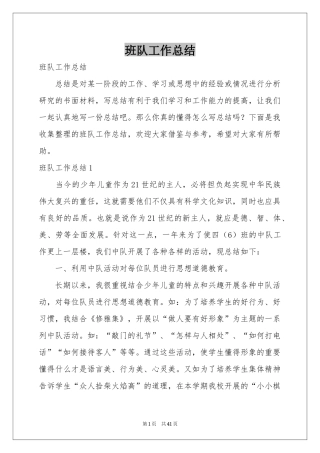 班队工作参考总结