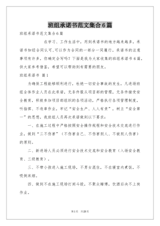 班组承诺书范本集合6篇