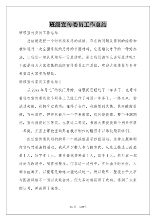 班级宣传委员工作参考总结