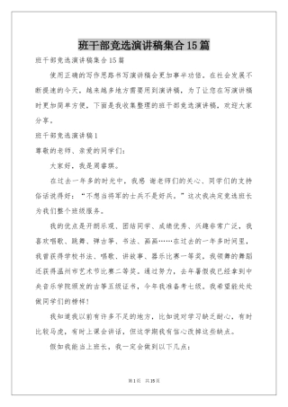班干部竞选演讲稿集合15篇