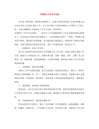 乡镇统计工作半年总结3