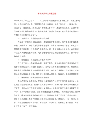 审计人员个人年度总结