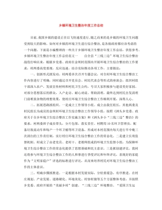 乡镇环境卫生整治年度工作总结