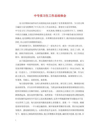 中专实习生工作总结体会