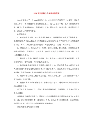 2020项目招标个人年终总结范文 