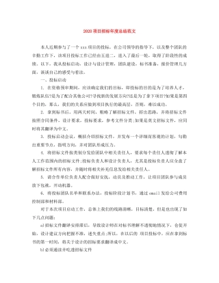 2020项目招标年度总结范文 