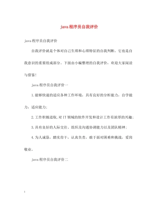 java程序员自我评价