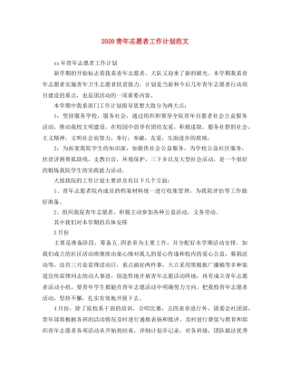 2020青年志愿者工作计划范文 