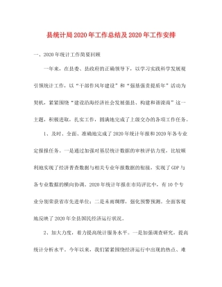 县统计局年工作总结及年工作安排2