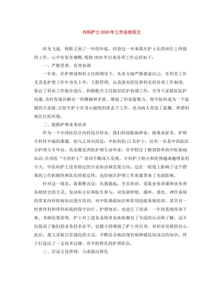 内科护士年工作总结范文