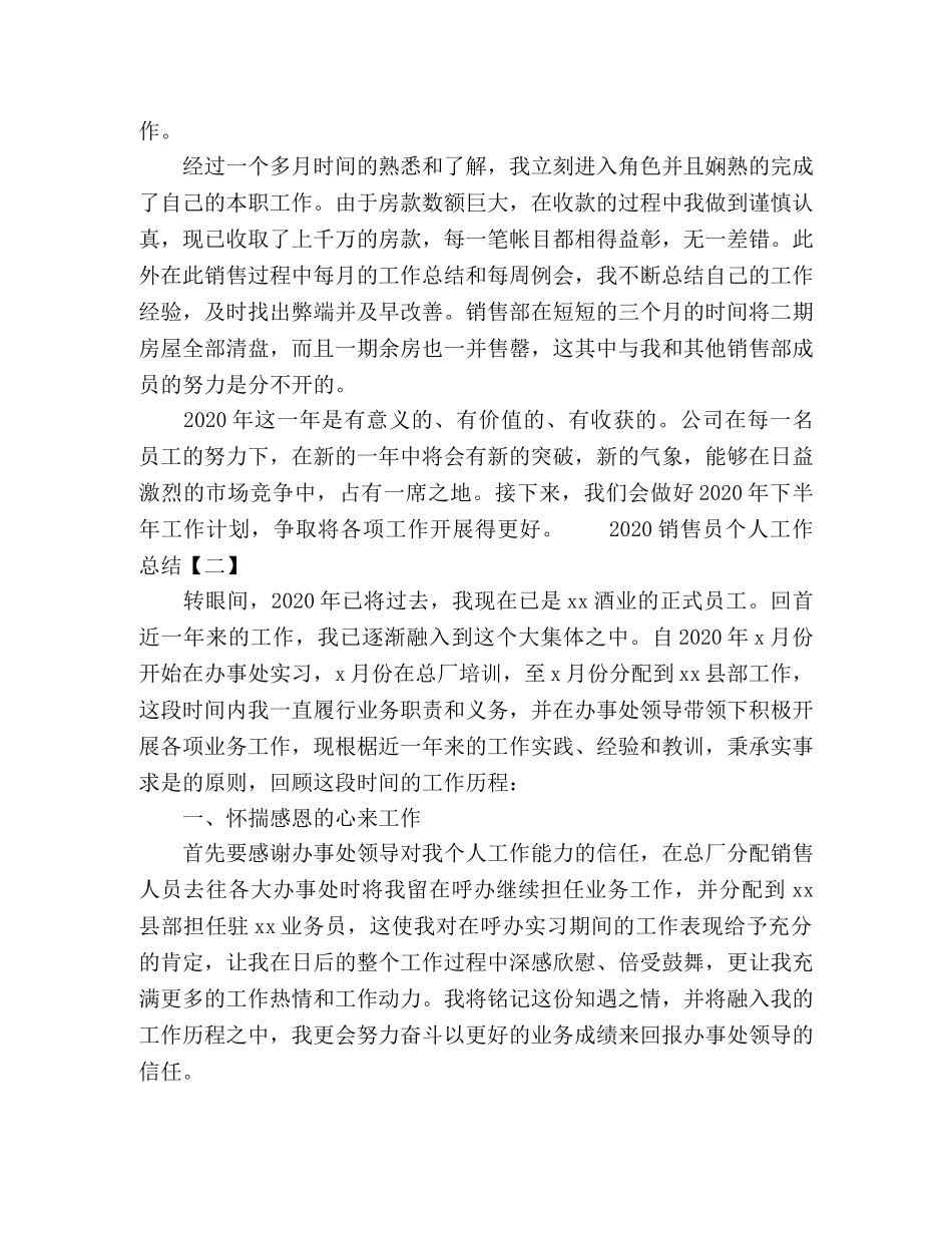 2020销售员个人工作总结 _第2页