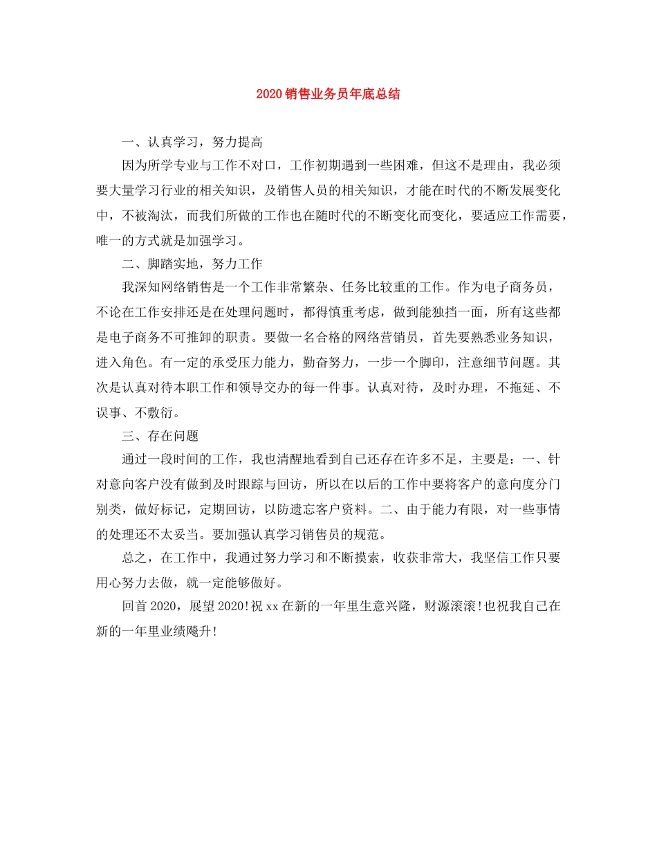 2020销售业务员年底总结 _第1页