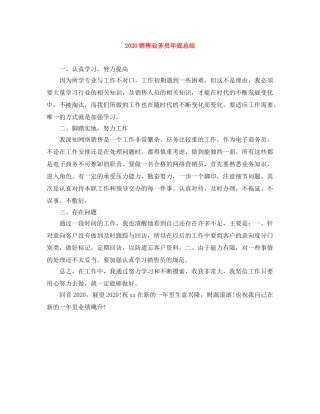 2020销售业务员年底总结 