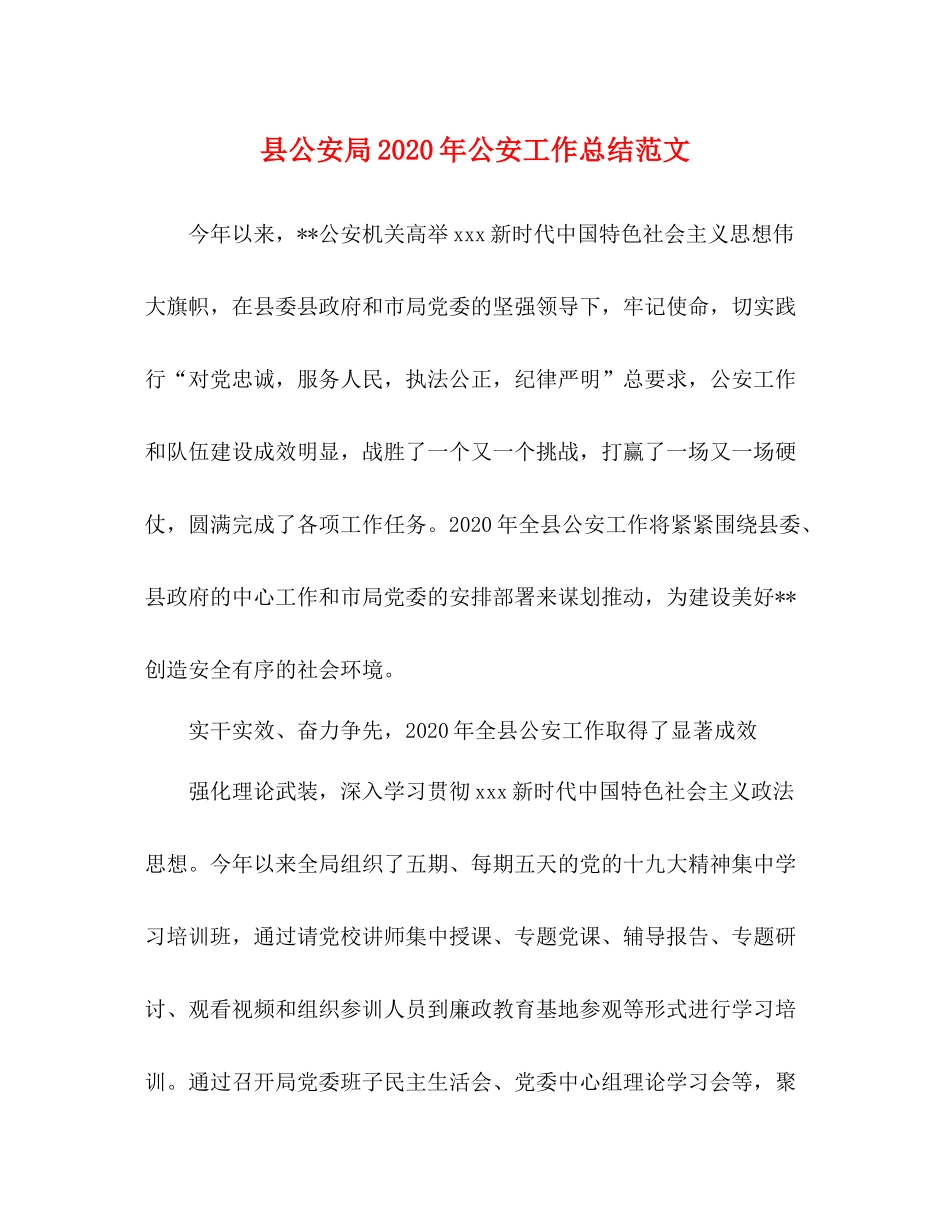 县公安局年公安工作总结范文_第1页