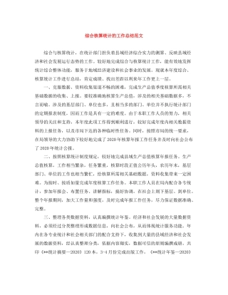 综合核算统计的工作总结范文