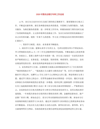 国农业银行年终工作总结