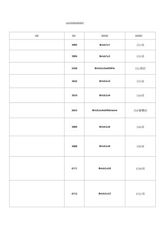 常用乐高零件清单