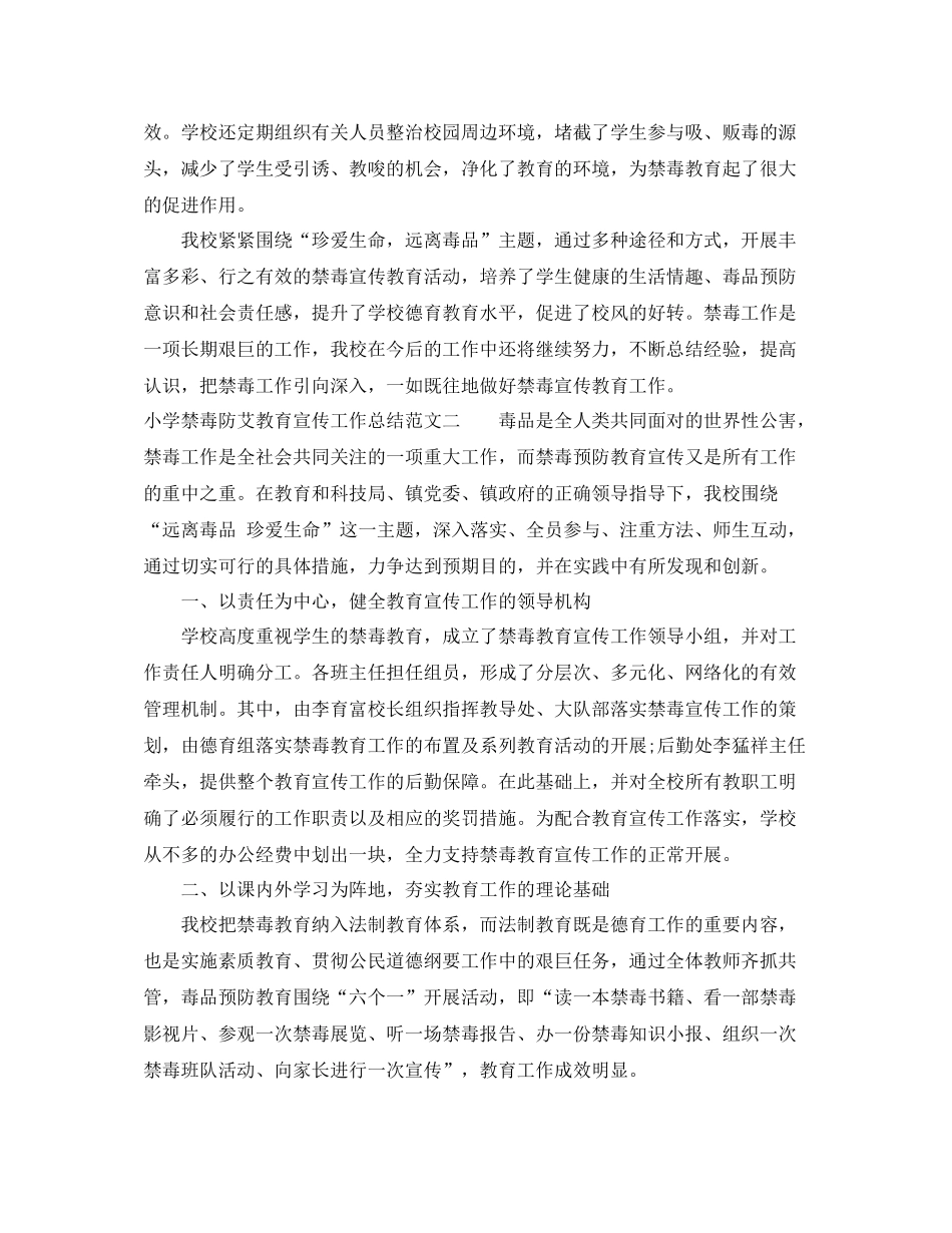 小学禁毒防艾教育宣传工作总结_第3页