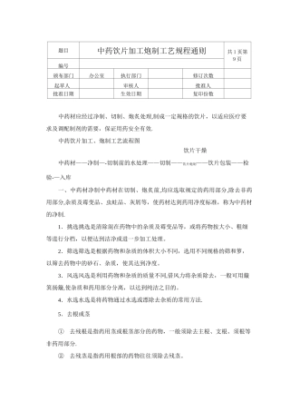 中药饮片加工炮制工艺规程通则