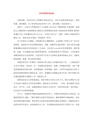 2020药师年底总结 
