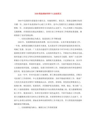 2020药品招标年终个人总结范文 