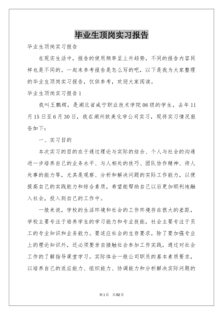 毕业生顶岗实习报告