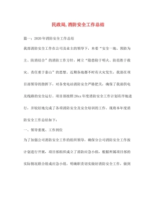 民政局消防安全工作总结