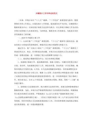 乡镇统计工作年终总结范文