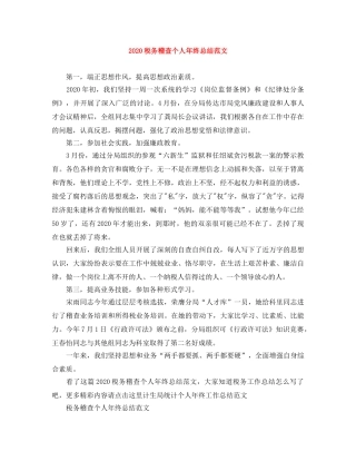 2020税务稽查个人年终总结范文 