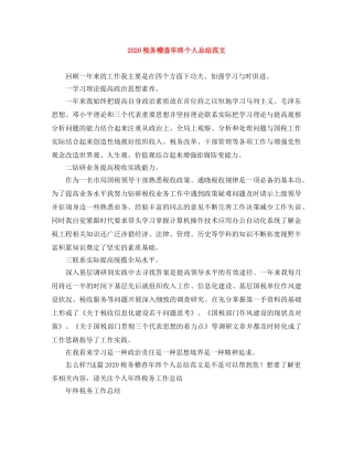 2020税务稽查年终个人总结范文 