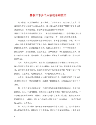 暑假三下乡个人活动总结范文