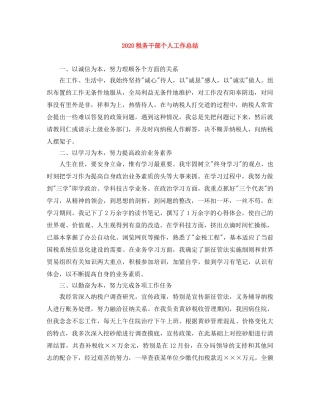 2020税务干部个人工作总结 
