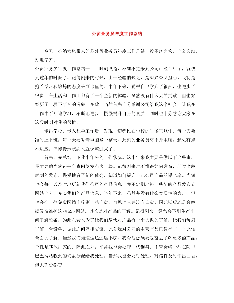 外贸业务员年度工作总结_第1页