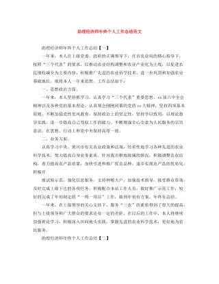 助理经济师年终个人工作总结范文