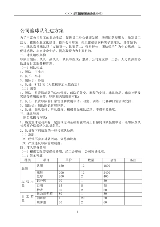 公司篮球队组建方案