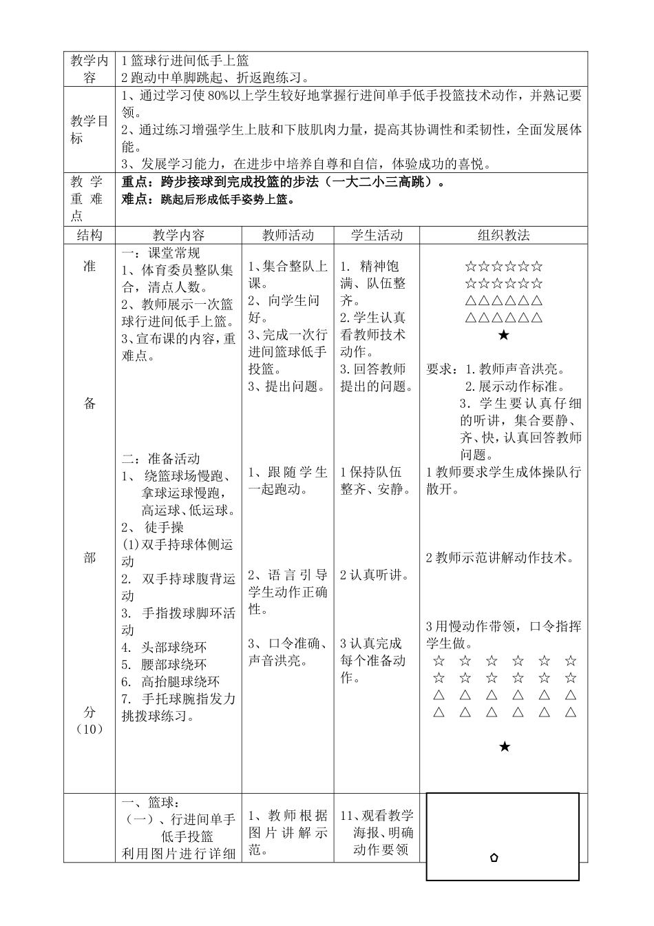 行进间单手低手投篮教学设计和教案_第3页