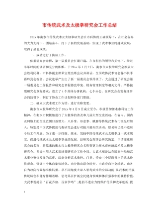 市传统武术及太极拳研究会工作总结