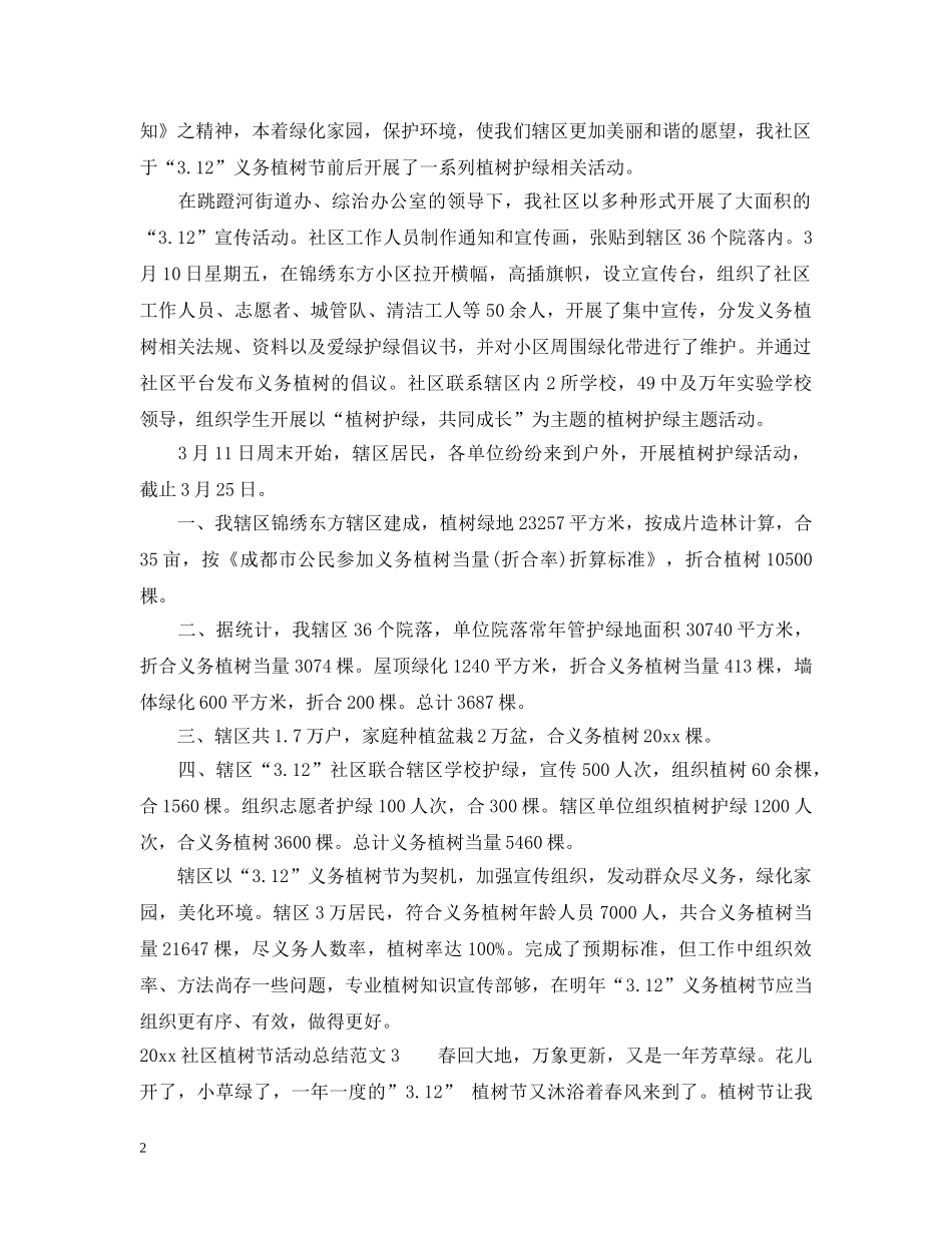 2020社区植树节活动工作总结范文 _第2页